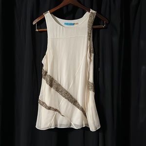 alice + olivia , small evening top, cream color with beaded design